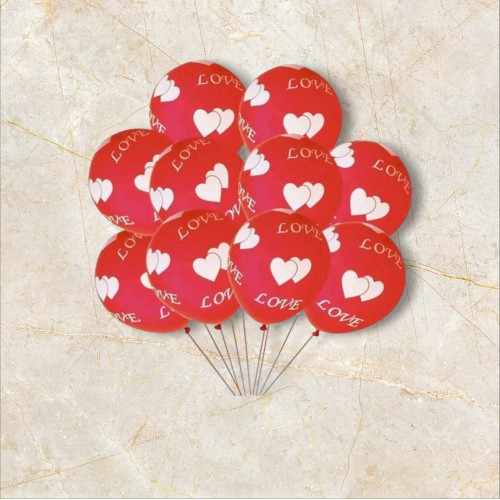 Kırmızı Love Baskılı 10 lu Helyum Balon